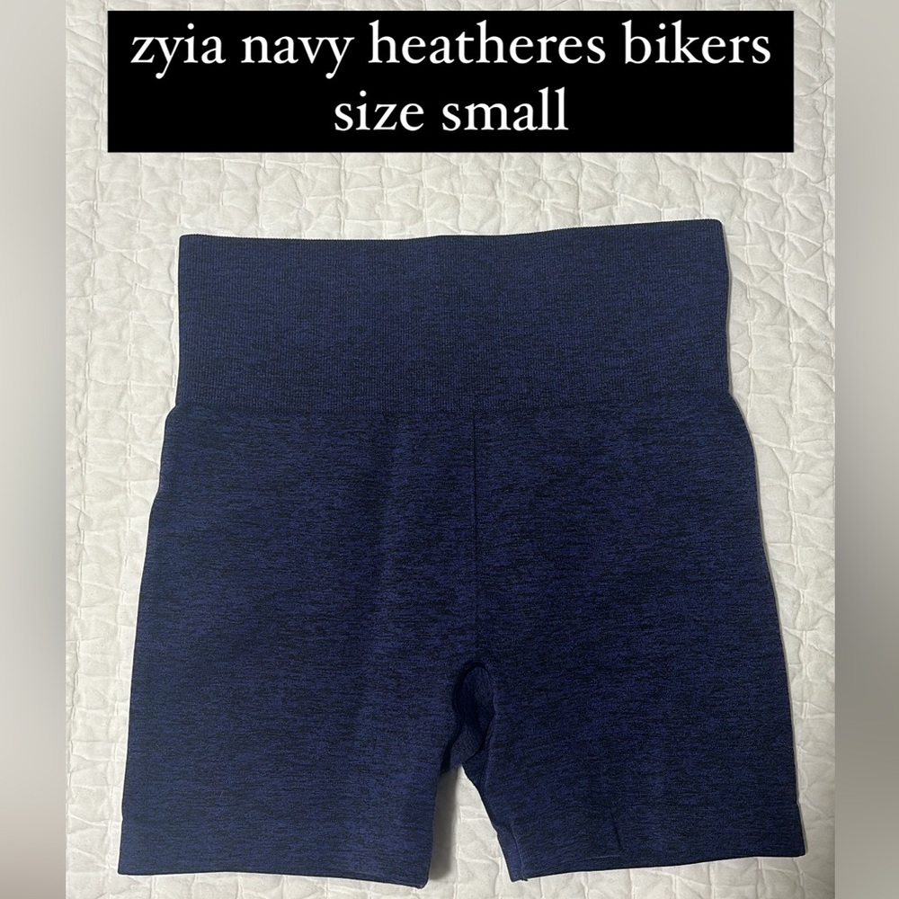 zyia navy weathered biker shorts